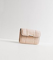New Look Cream Leather-Look Quilted Purse